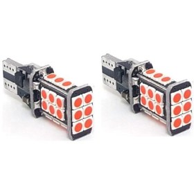 Resim Zembil T15 Led W16W Tip Dipsiz 24 Ledli Ampul Kirmizi 