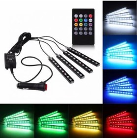 Resim Ayak Altı Kumandalı 9 - 12 Led Sese Müziğe Duyarlı Araç Içi Led 
