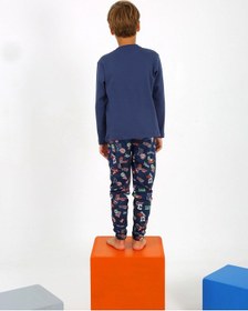 Resim Vitmo Erkek Çocuk Uzun Kollu Pamuklu Pijama Takımı West Coast İndigo 