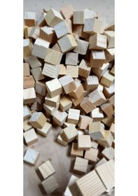 Resim 25x25x25mm 48 Adet Küp Blok Çam Ağacı 