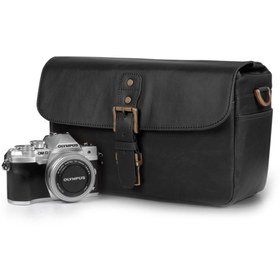 Resim MegaGear Suni Deri Fotoğraf Makinesi Omuz Çantası - Siyah 