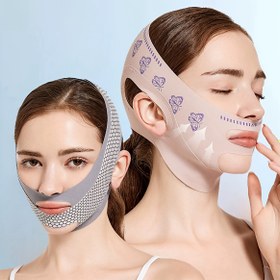 Resim Çift Katmanlı Güçlendirilmiş Çekme Kayışı V-Yüz Sıkılaştırıcı Maske, Zarif Küçük Yüz Kaldırma Bandı, V-Yüz Sihirli Aleti, Nazik V-Yüz Maskesi 