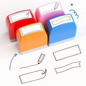 Resim Sayfaları Canlandıran ve Her Eşyaya Detay Katarak Çerçeveli Dört Adet Günlük Damgası Seti. Seyahat Günlükleri, Planlayıcılar ve Defterler İçin Mükemmel Bir Damga Seti. 