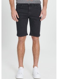 Resim Ac&Co / Altınyıldız Classics Erkek Sıyah Slim Fit Dar Kesim Pamuklu Esnek Denim Şort 