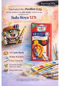 Resim Sulu Boya 12 Li 12 Canlı Renk, Okul İçin İdeal, Yerli Üretim Beyaz 