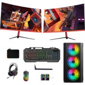 Resim Ramtech TK106 İ3-12100F 16RAM 240SSD 500HDD RX580 8gb 23,6inçdual Curved Monitör Gamıng Pc 