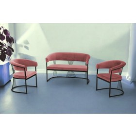 Resim Rozexi Rio Çay Seti Takımı Koltuk Takımı Oturma Odası Kafe Antre Hol Ofis 2+1+1 Siyah Metal 