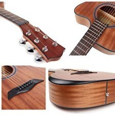 Resim Maxword M450-EQ-AMP Üst Segment Profesyonel Masif Ağaç Amfili Elektro Akustik Gitar Seti 