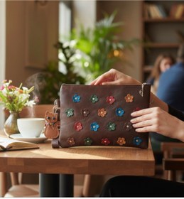 Resim Cerisse Portföy Clutch Çanta Gercek Deri 