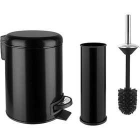 Resim Siliwax Elit İkili Banyo Seti Siyah - Çöp Kovası 3 L + Tuvalet Fırçası Siyah 