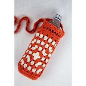 Resim Pulur.co Kiremit Rengi Örgü Suluk ve Telefon Çantası 