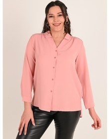 Resim Kadın Büyük Beden Omuz Taş Detaylı Gömlek 1687-24 001 