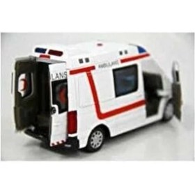 Resim Vardem Çekbırak Işıklı Sesli Ambulans 1:32 Model Çocuklar İçin Eğlenceli Oyun Aracı 