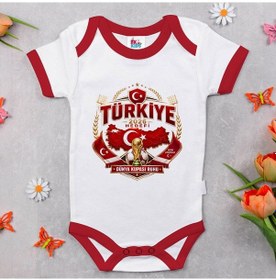 Resim Bk Gift Türkiye Taraftar Temalı 2026 Dünya Kupası Tasarımlı Kırmızı Bebek Body Zıbın-2 Tek Yürek Milli Takım Ruhu 