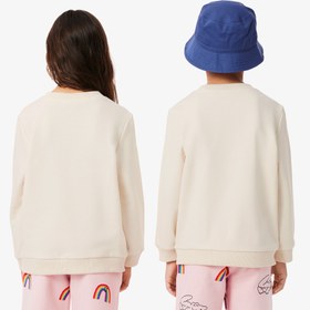 Resim Lacoste Çocuk Bisiklet Yaka Desenli Krem Sweatshirt 