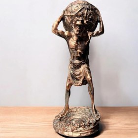 Resim Dekoratif Polyester Atlas Adam Heykeli Bakır-eskitme 