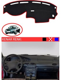 Resim Torpido Koruma Halısı Siyah Kenar Renk Kırmızı Mazda 626 1991-1997 İle Uyumlu 