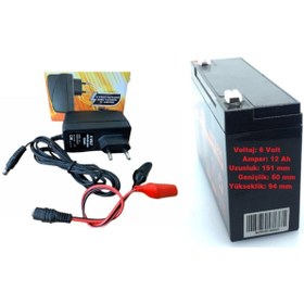 Resim ATAEXPRESS Çocuk Oyuncak Akülü Araba Araç Motor Atv 6v 12ah 20hr 6 Volt 12 Amper Akü + Şarj Adaptör 6v 1ah Set 