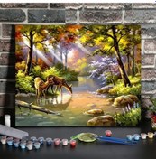 Resim Novahub 12x16 Kendin Yap Tuval Üzerine Yağlı Resim Ma Seti Orman Deseni Yetişkinler Çocuklar Başlangıç El Sanatları Ev Duvar Dekoru 