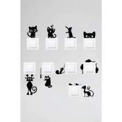 Resim Priz Kedi Özel Yeni Sticker Set Siyah Etiket Duvar Özel Yeni Sticker 