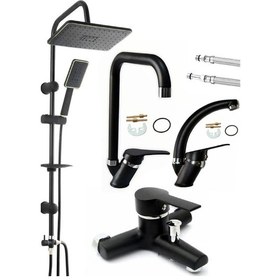 Resim Makedonya Robot Yağmurlama Tepe Duş Seti Delta Banyo Mutfak Lavabo Bataryası Seti Aynı Ürün Siyah 