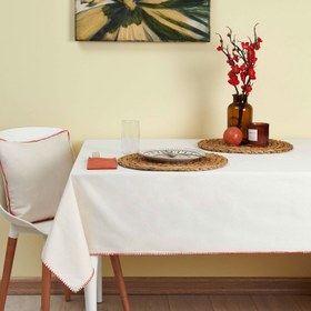 Resim Nuvomon Çoban Dikiş Masa Örtüsü - Krem / Turuncu - 140x220 cm 