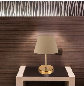 Resim Kuzey Gold Gövdeli Abajur Kahve Kumaş Yatak Odası Abajur Salon Okuma Köşesi Masa Lambası Kahverengi 