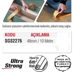 Resim Sgs Çift Taraflı Halı Kaydırmaz Bant 48 mm x 10 Metre SGS2276 