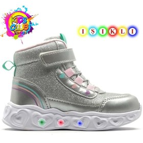 Resim Kids Club Shoes Cool Kids Ortopedik Işıklı Taban Kız Çocuk Bot GÜMÜŞ 