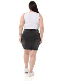 Resim Disentis Büyük Beden Eteği Püsküllü Düğme Detaylı Antrasit Denim Mini Etek-antrasit Antrasit 