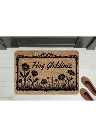 Resim Home Hoşgeldiniz Kelebek Dekoratif Çok Amaçlı Iç Ve Dış Kapı Paspası Bej 