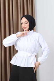 Resim CNG MODA Tesettür Kuşaklı Gömlek 