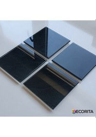 Resim Decorita Cam Bardak Altlığı 4'lü Takım Black Rock 10 CM X 10 CM Siyah 