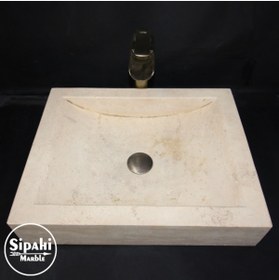 Resim SİPAHİMARBLE Klasik Traverten Kare Lavabo 