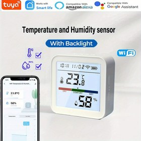 Resim WiFi Tuya Sıcaklık ve Nem Ölçer Akıllı Yaşam Arka Aydınlatmalı Termometre Alexa Google Home Uyumlu, İklim İzleme, Ev Otomasyonu, Arkadan Işıklı Ekran, Şık Çözümler, Enerji Verimli Güvenilir Cihaz, Smart Monitör, Nemi Takip Etmenin En Kolay Yolu, Mutfaktaki Dostunuz 