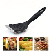 Resim Dayanıklı Paslanmaz Çelik BBQ Izgara Fırçası Ergonomik Siyah Sap ile - Yeniden Kullanılabilir, Kolay Temizlenebilir Tel Kıllarla Zorlanmadan Izgara Yapmak - Mutfak & Dış Mekan Kullanımı İçin Mükemmel, Elektrik Gerektirmez, Mutfak Kir Fırçası|Pratik Mutfak Aksesuarı|Paslanmaz Çelik Kıllar, Dış Mekan Izgarası İçin Izgara Aksesuarları 