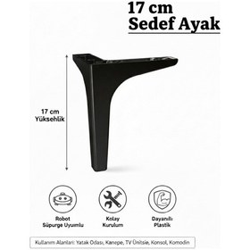Resim Sedef 17 Cm Siyah Mobilya Kanepe Sehpa Tv Ünitesi Koltuk Ve Konsol Ayağı Siyah 