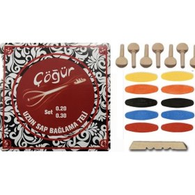 Resim Çöğür 0.20 Uzun Sap Bağlama Tel Seti.Burgu Seti.Tezene Set.Eşik 