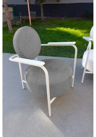 Resim Azra Mobilya Venüs Koltuk Takımı Beyaz İskelet Modern Koltuk Seti Ofis Ve Ev Kullanımı Soft Kumaş Açık Gri 