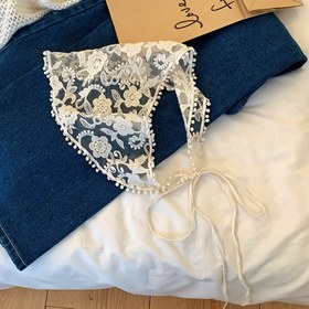 Resim Şık Fransız Dantel Üçgen Şal - Nefes Alabilen Bohem Tarzı Çiçekli Baş Bandı, Yaz Seyahatleri, Plaj Tatilleri ve Partiler için Mükemmel. 