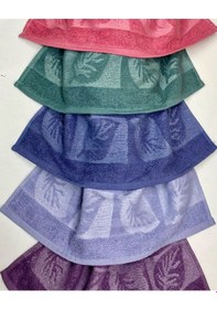 Resim Bilmar Bukle Jakarlı Yaprak Desenli El Ve Yüz Havlusu 50 X 90 Cm X 3 Adet Çok Renkli 