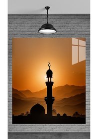 Resim Gün Batımı Ve Minare Temperli Cam Üzerine Tablo Sevgilinize Yılbaşı Hediye 