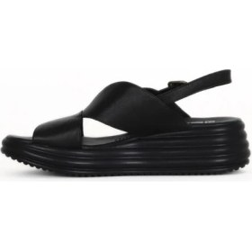 Resim Bueno Shoes Siyah Deri Kadın Dolgu Topuklu Sandalet 01WE3202 01WE3202 