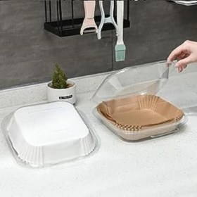 Resim Esmo Home Airfryer Pişirme Kağıdı,xl-Xxl Büyük Boy, Kare, 50 Adet Hava Fritöz Parşömen Fırın Kağıdı Tek Kullanımlık Kağıt Fırın Fritöz Pişirme Kızartma Tavası Için Uygun 20CM 