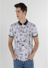 Resim Colin's Colins Regular Fit Polo Yaka Baskılı Erkek Beyaz Kısa Kol Tişört Cl1059424 Q1.v1 Wht Beyaz 