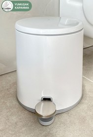 Resim Prima Nova Cigo Pedallı Banyo Mutfak Çöp Kovası 6 Lt Beyaz Iç Kısım Gri 