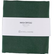 Resim Çimen Yeşili Pamuklu Masa Örtüsü (8-10 Kişilik) Büyük Boy / Sofra Sunum Kigili