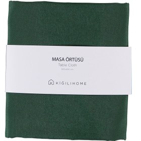 Resim Çimen Yeşili Pamuklu Masa Örtüsü (8-10 Kişilik) Büyük Boy / Sofra Sunum 