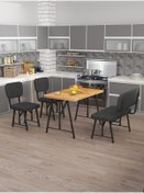 Resim Mygusi Hayat 2 Sandalyeli 1 Bench Mutfak Masa Takımı Atlantik Çam Antrasit 