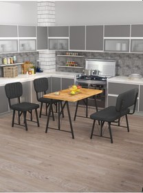 Resim Mygusi Hayat 2 Sandalyeli 1 Bench Mutfak Masa Takımı Atlantik Çam Antrasit 